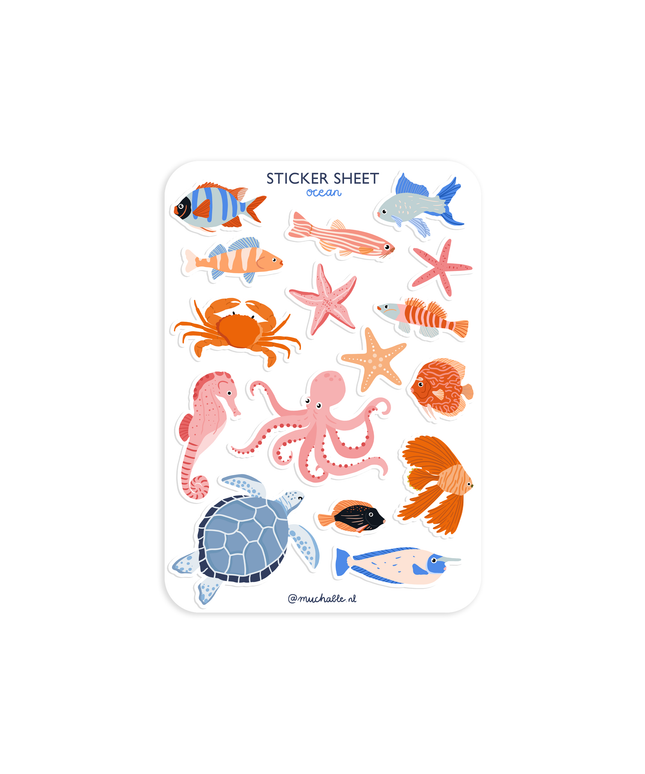 Klistremerkeark | Ocean Animals | A6