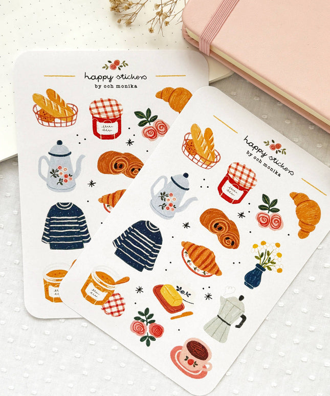Klistremerkeark | French Breakfast | A6 Matte