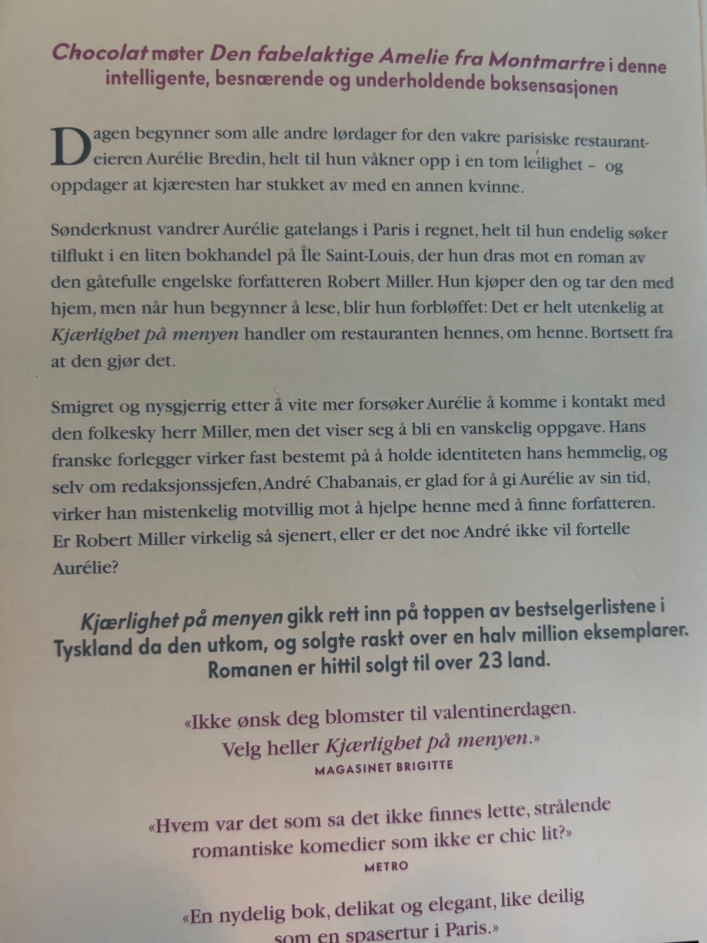 Barreau, Nicolas: Kjærlighet på menyen