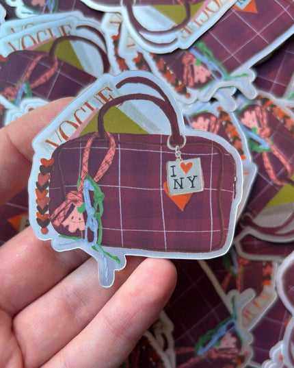 Vinyl Klistremerke | Holographic Gingham Handbag