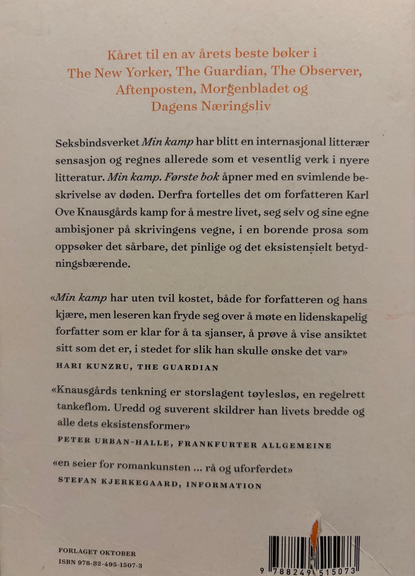 Knausgård, Karl Ove: Min kamp / Første bok