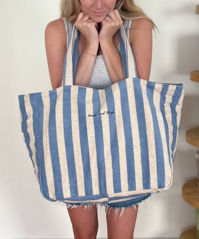 The Bookish Beach Bag: Blue/Beige