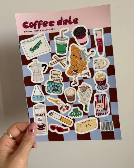 Klistremerkeark | Coffee Date | A5