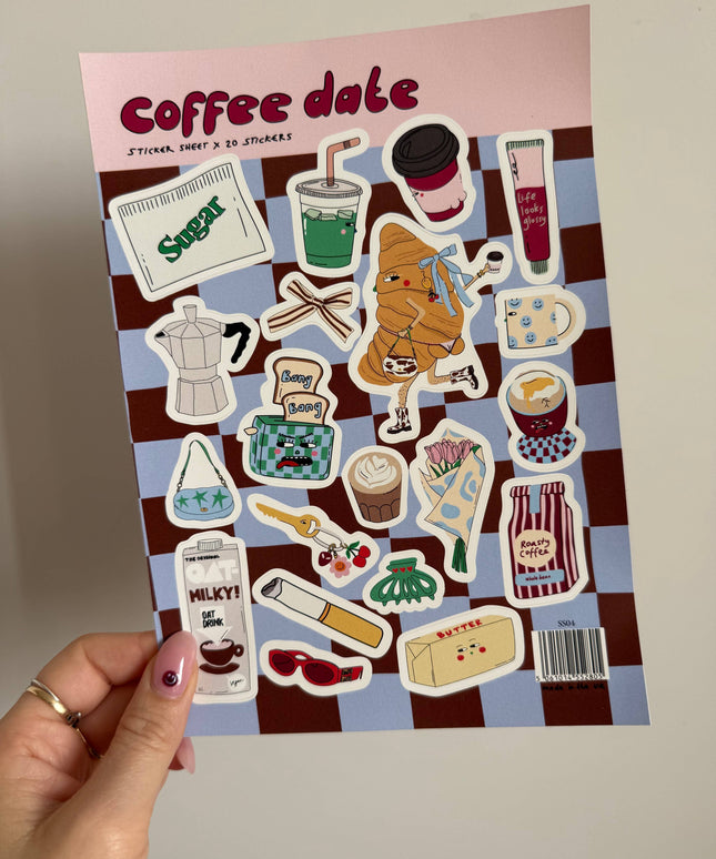 Klistremerkeark | Coffee Date | A5