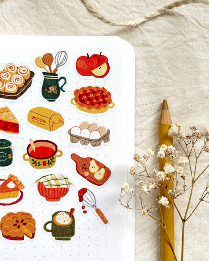 Klistremerkeark | Håndtegnet ~ Fall Baking | A6