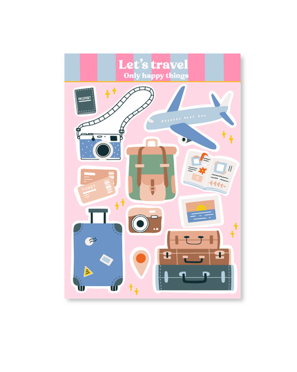 Klistremerkeark | Let's Travel | A6