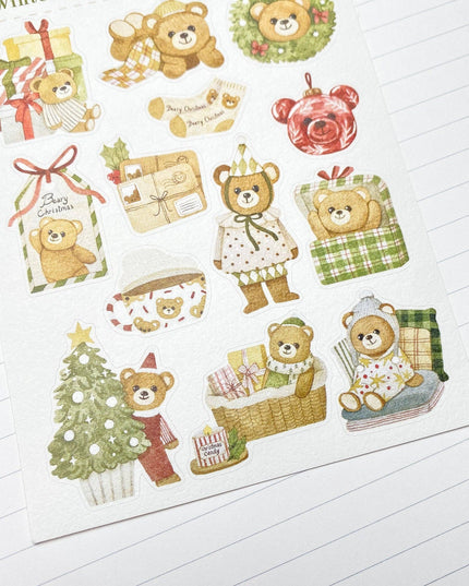 Klistremerkeark | Beary Winter | Håndtegnede Klistremerker | A6