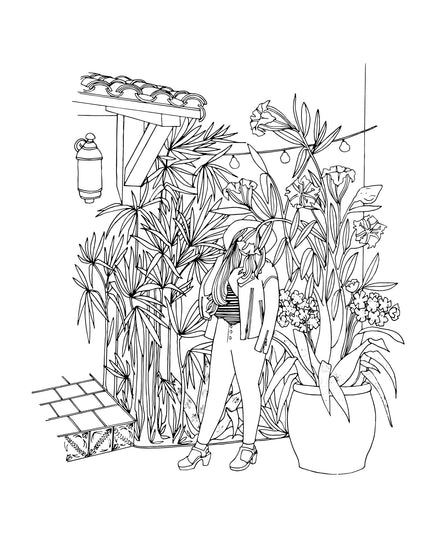 The Plant Lady: A Floral Adult Coloring Book | Fargeleggingsbok for Voksne