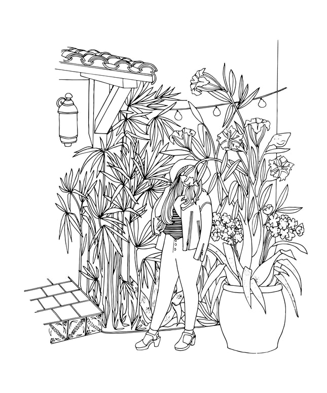 The Plant Lady: A Floral Adult Coloring Book | Fargeleggingsbok for Voksne