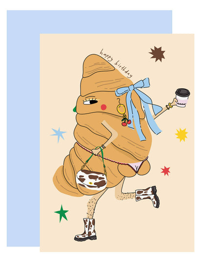 Bursdagskort | Croissant in Boots