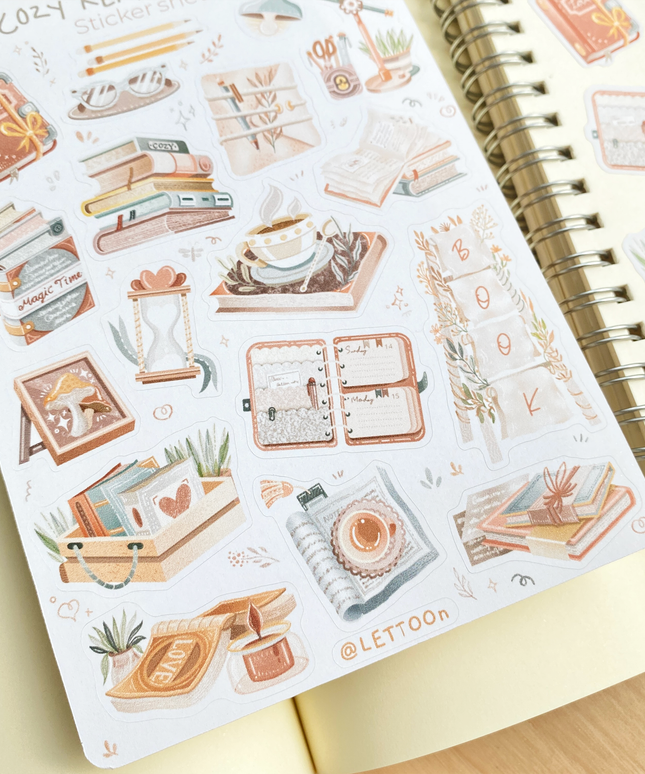 Klistremerkeark | Cozy Reading Time