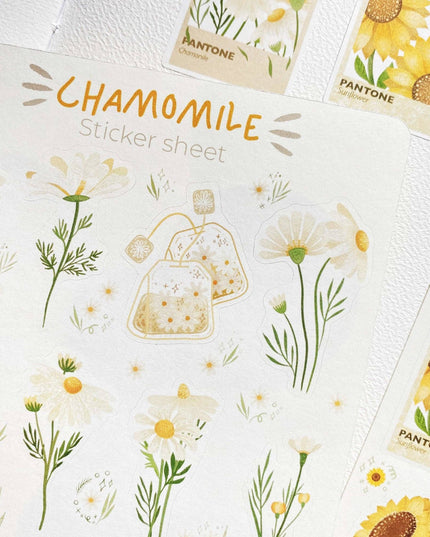 Klistremerkeark | Chamomile & Sunflower | Sett Med 2 Klistremerkeark