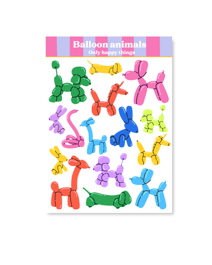 Klistremerkeark | Balloon Animals | A6