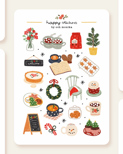 Klistremerkeark | Winter Café | A6