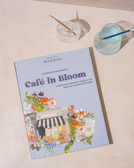 Watercolor Workbook 3: Café in Bloom | Akvarell Malebok for Voksne