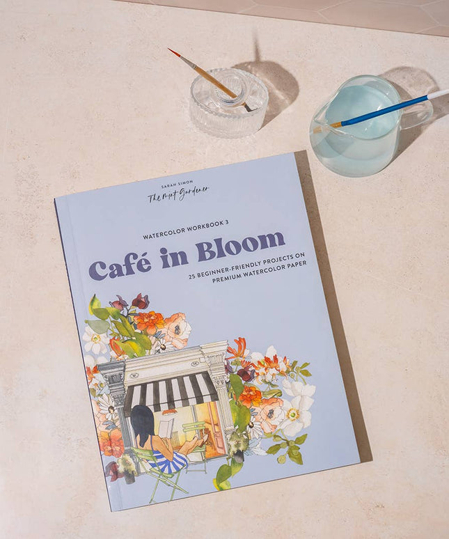 Watercolor Workbook 3: Café in Bloom | Akvarell Malebok for Voksne