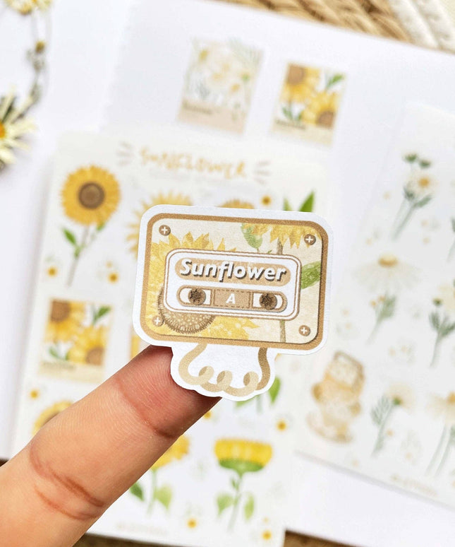 Klistremerkeark | Chamomile & Sunflower | Sett Med 2 Klistremerkeark
