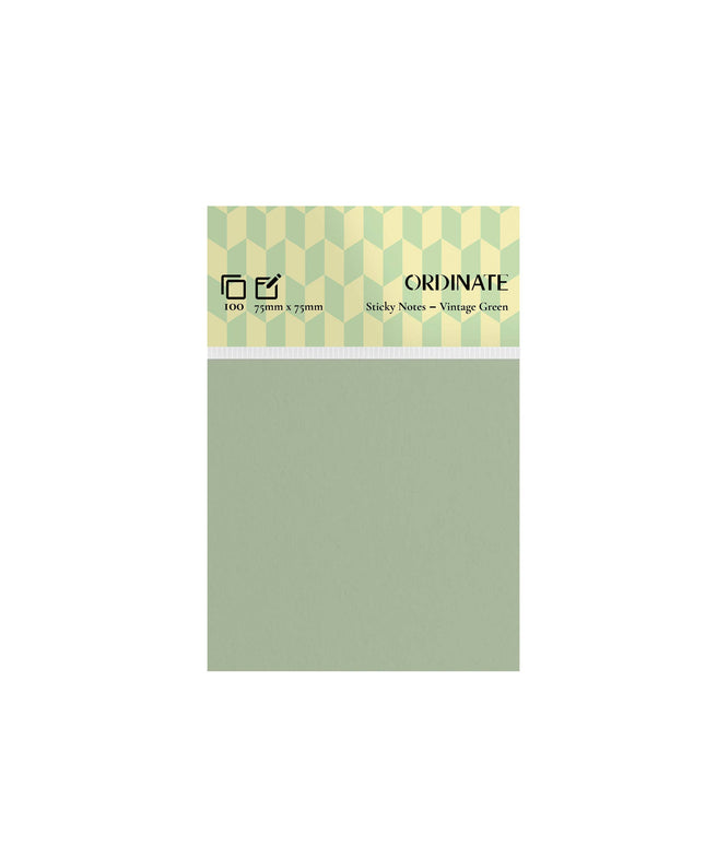 Vintage Green Sticky Notes 75mm x 75mm /100 ark per blokk