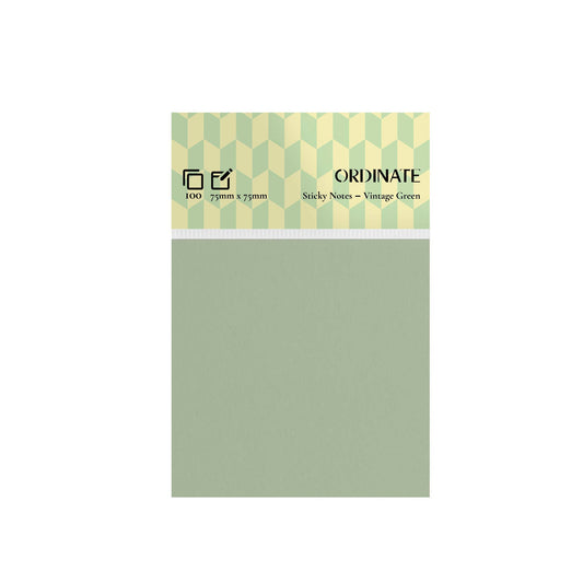 Vintage Green Sticky Notes 75mm x 75mm /100 ark per blokk