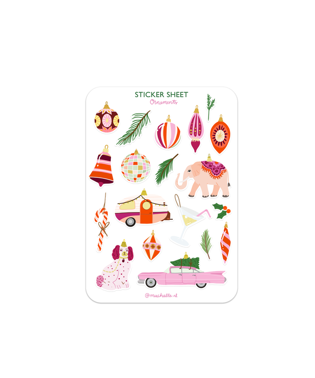 Klistremerkeark | Christmas ornaments | A6