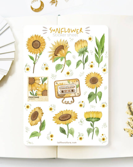 Klistremerkeark | Chamomile & Sunflower | Sett Med 2 Klistremerkeark
