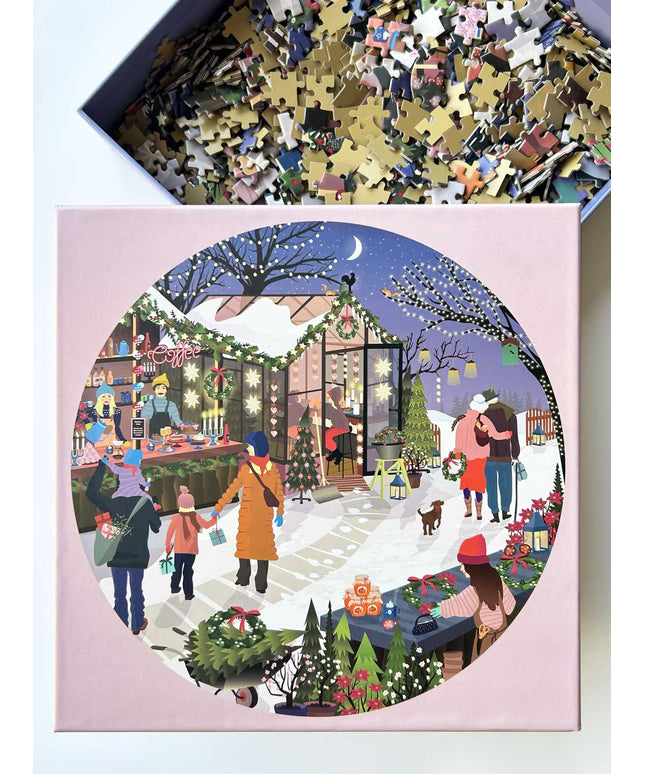 Rundt Puslespill | Christmas Market | 1000 Brikker