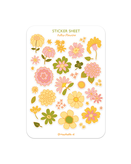 Klistremerkeark | Retro Blomster | A6