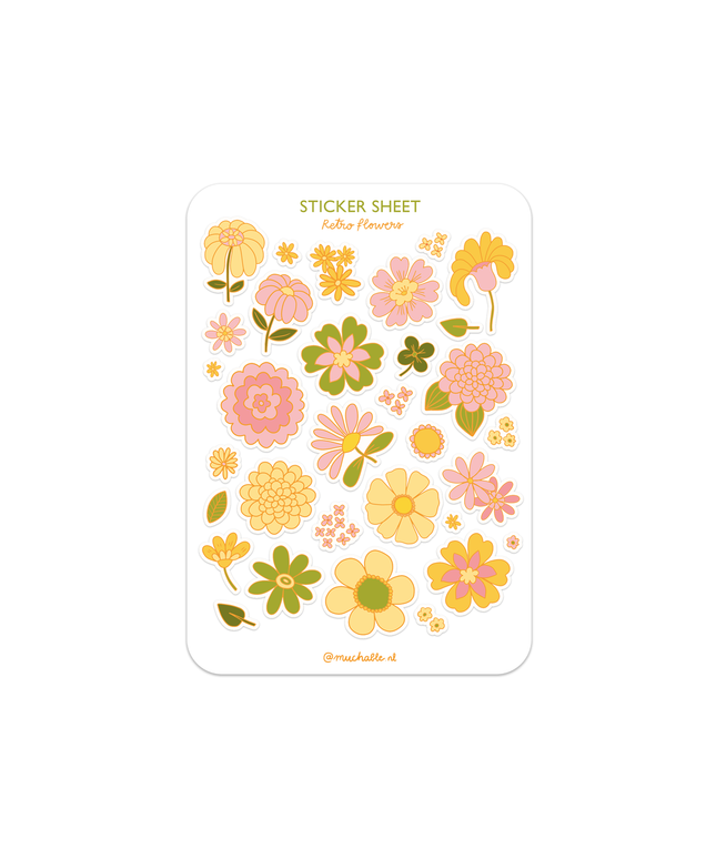 Klistremerkeark | Retro Blomster | A6