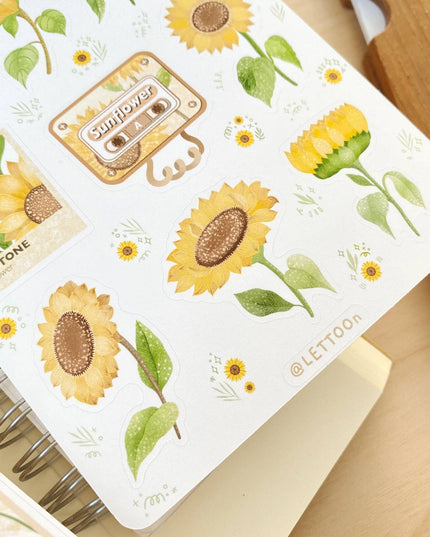 Klistremerkeark | Chamomile & Sunflower | Sett Med 2 Klistremerkeark