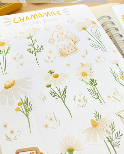 Klistremerkeark | Chamomile & Sunflower | Sett Med 2 Klistremerkeark