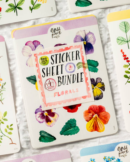 Klistremerkeark 4PK | Bundle — Florals