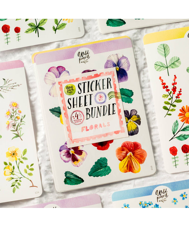 Klistremerkeark 4PK | Bundle — Florals