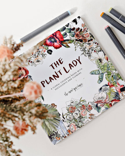 The Plant Lady: A Floral Adult Coloring Book | Fargeleggingsbok for Voksne