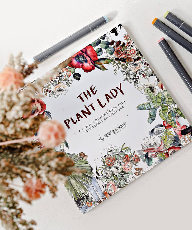 The Plant Lady: A Floral Adult Coloring Book | Fargeleggingsbok for Voksne