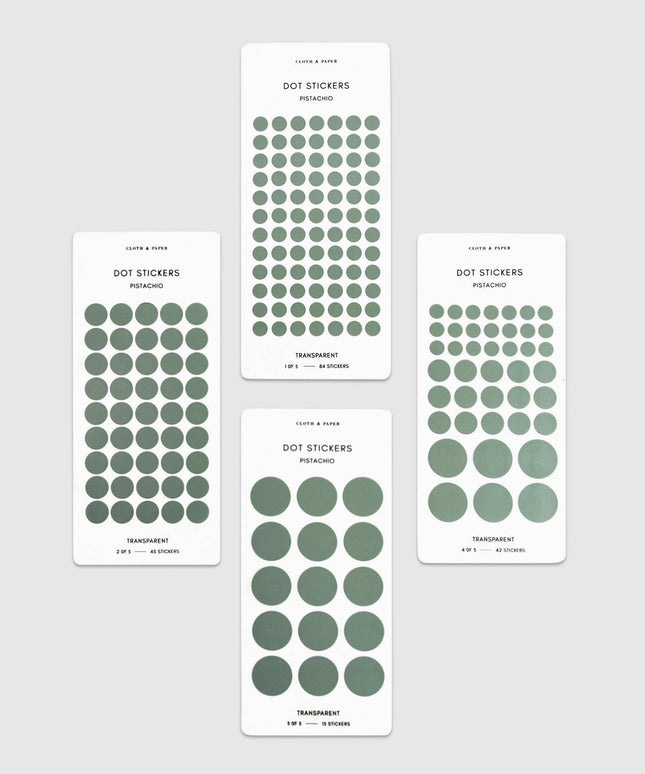 Forhåndsbestilling: Minimal Shape Sticker Set | Transparent | Dots: Pistachio