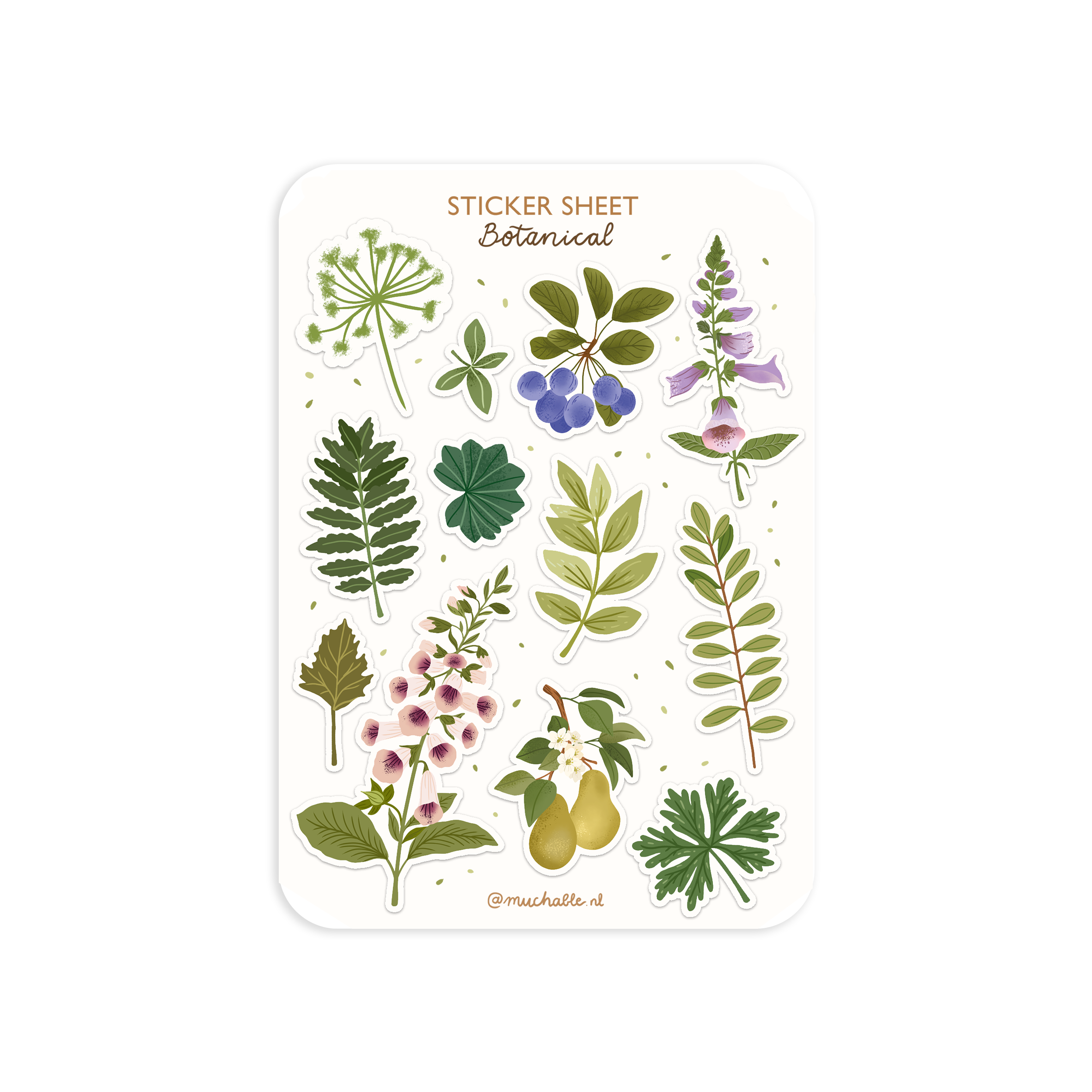 A6  Klistremerkeark | Illustration Wildflowers