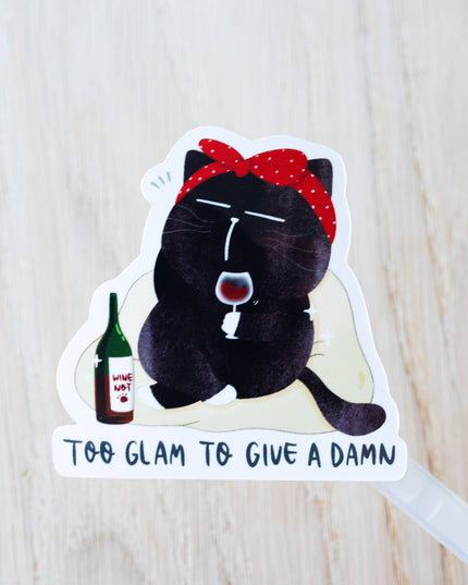 Klistremerke | Too glam to give a damn | Katteklistremerke