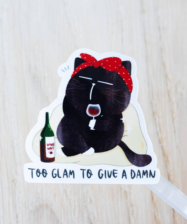 Klistremerke | Too glam to give a damn | Katteklistremerke