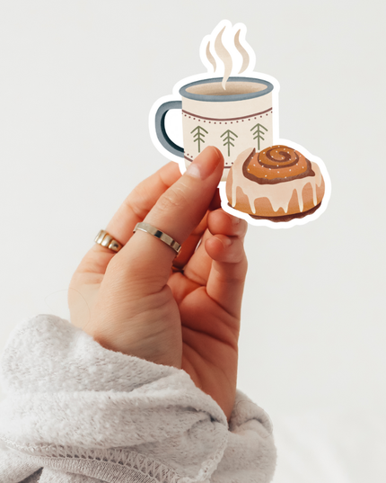 Vinyl Klistremerke | Cinnamon Roll Camping Mug - Kanelbulle