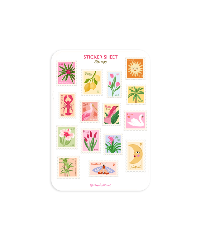 Klistremerkeark | Stamps illustration | A6