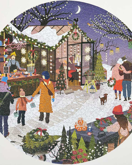 Rundt Puslespill | Christmas Market | 1000 Brikker
