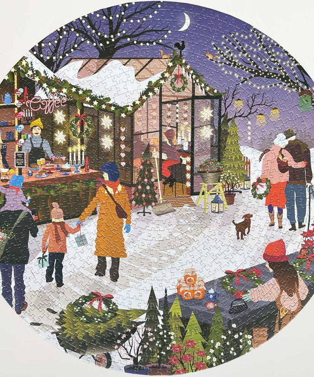 Rundt Puslespill | Christmas Market | 1000 Brikker