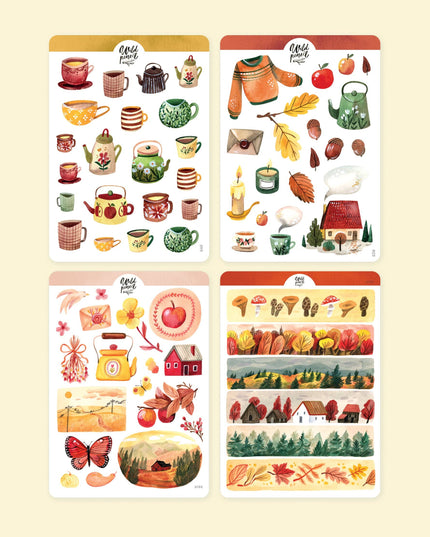 Klistremerkeark 4PK | Bundle — 
 Cozy Autumn