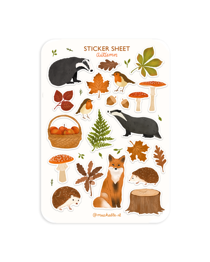 Klistremerkeark | Autumn - Cute Animals | A6