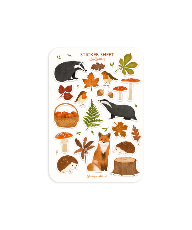 Klistremerkeark | Autumn - Cute Animals | A6
