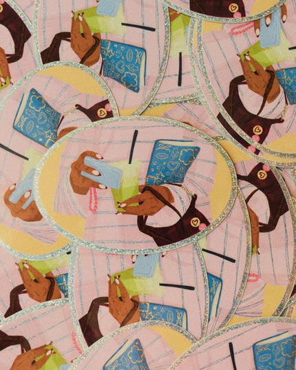 Vinyl Klistremerke | Matcha Girl Glittery Sticker