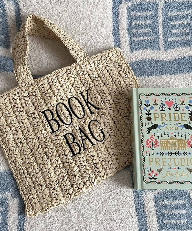 Straw Book Bag: Stripe/Full Size
