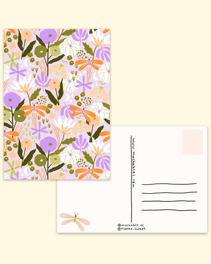 Postkort | Blomster og sommerfugler | A6