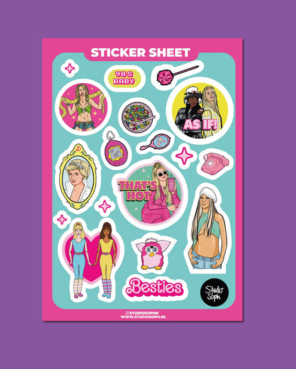 Klistremerkeark | 90's Girl Clueless, Britney, Paris Hilton | A5