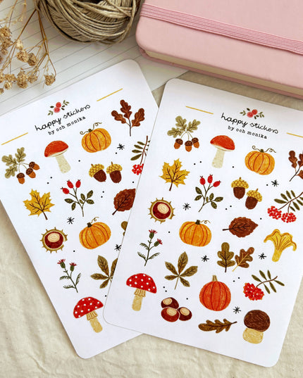 Klistremerkeark | Håndtegnet ~ Autumn Treasures | A6